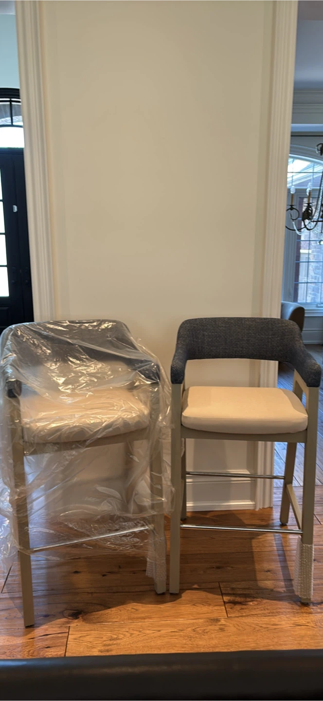 2 NEW Stools  Upholstered Back and Seat seat height 30” - photo 2