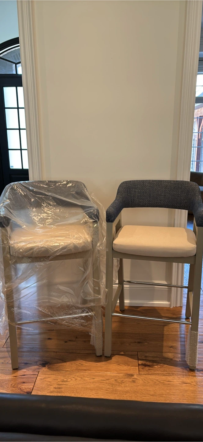 2 NEW Stools  Upholstered Back and Seat seat height 30” - photo 3