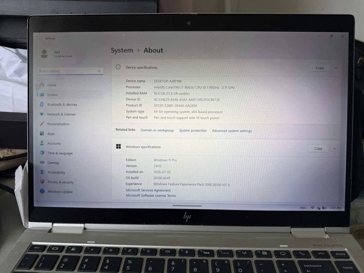HP Laptop - Intel Core i7, 16GB RAM, 475GB SSD
