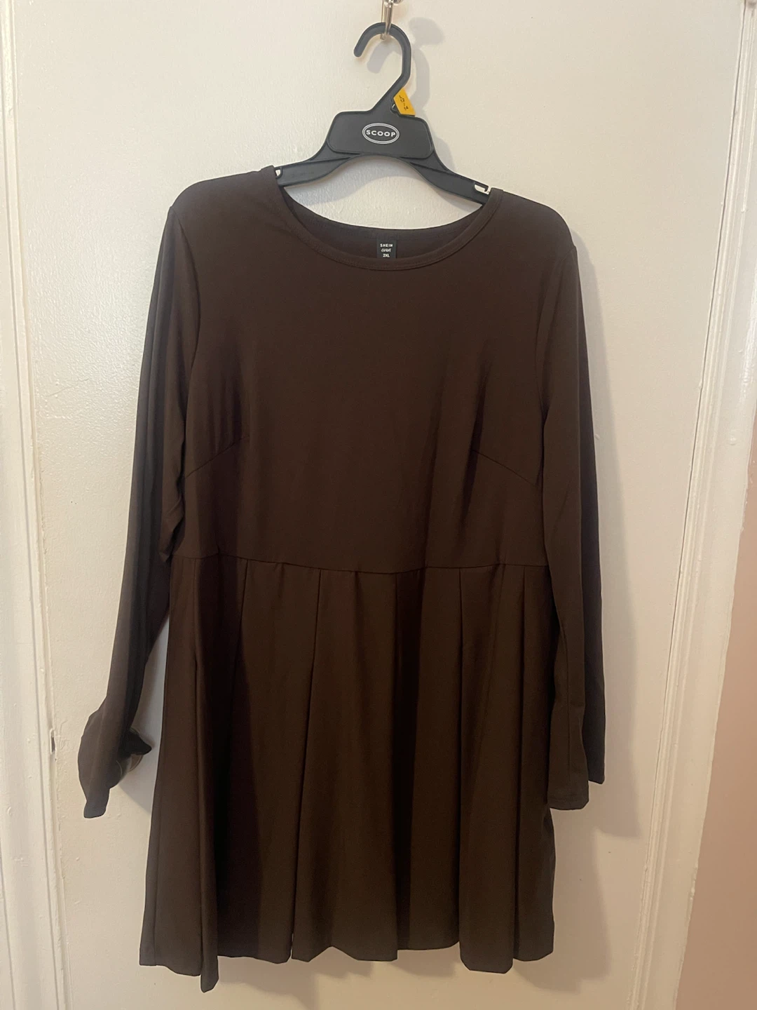 Brown Long Sleeve Tunic Dress - photo 2