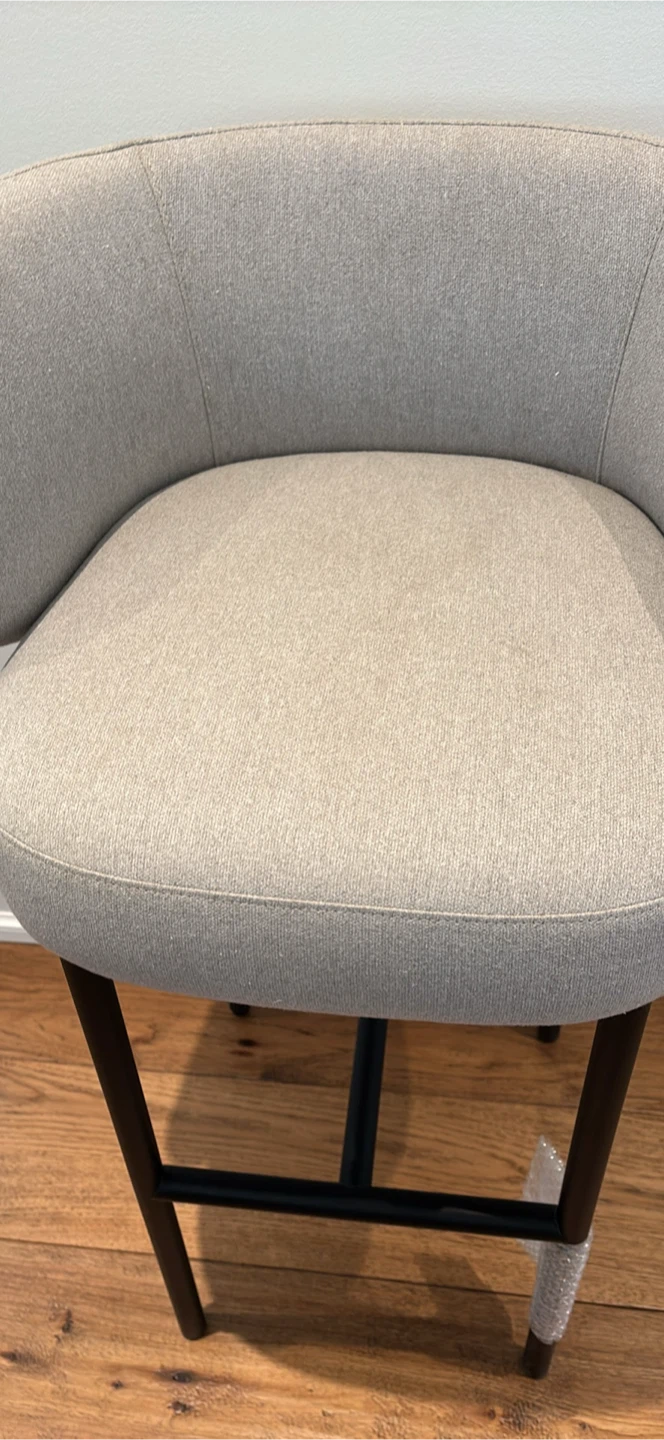 2 NEW DESIGNER MADE Grey Upholstered Bar Stools (Set of 2) - photo 2