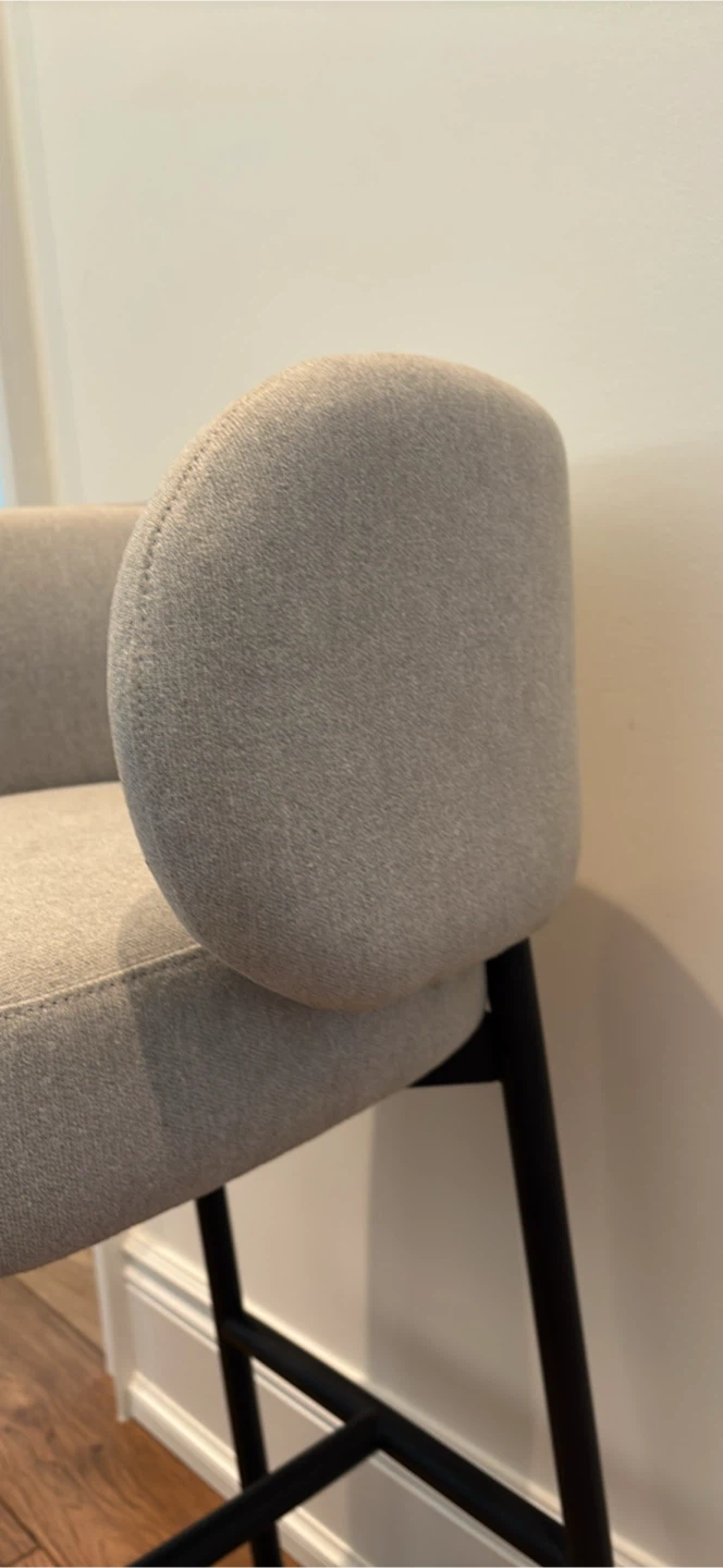 2 NEW DESIGNER MADE Grey Upholstered Bar Stools (Set of 2) - photo 3