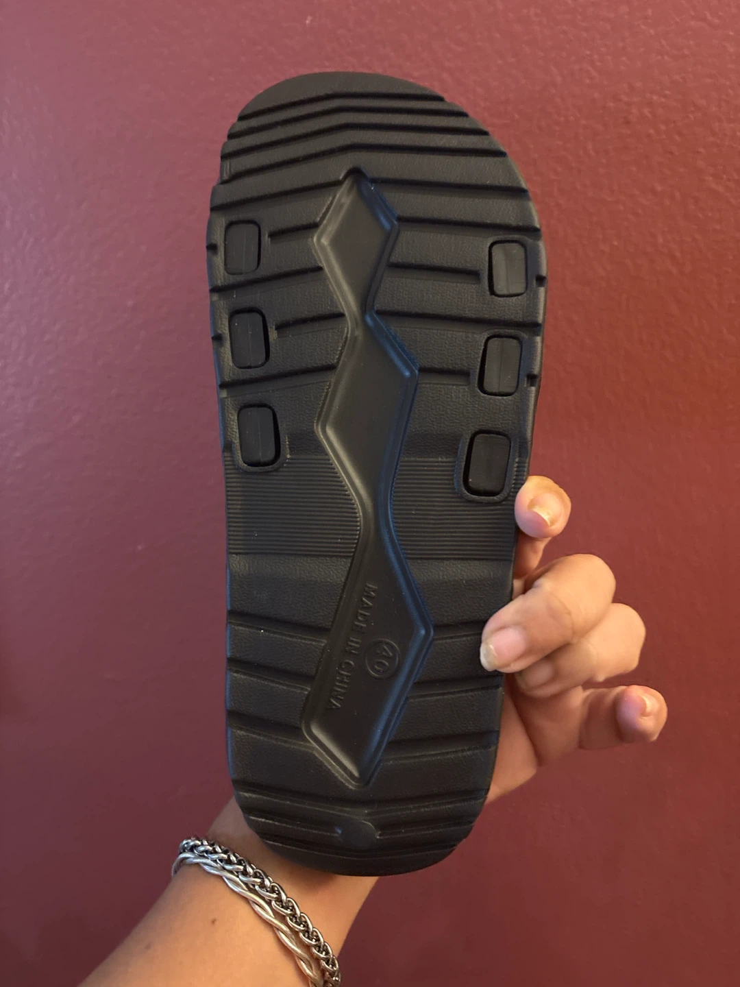 New Black Slides with Red and Green Stripe - Size 40 - photo 3
