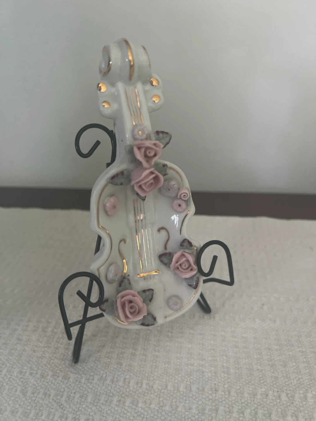 Violin Trinket Dish with Roses