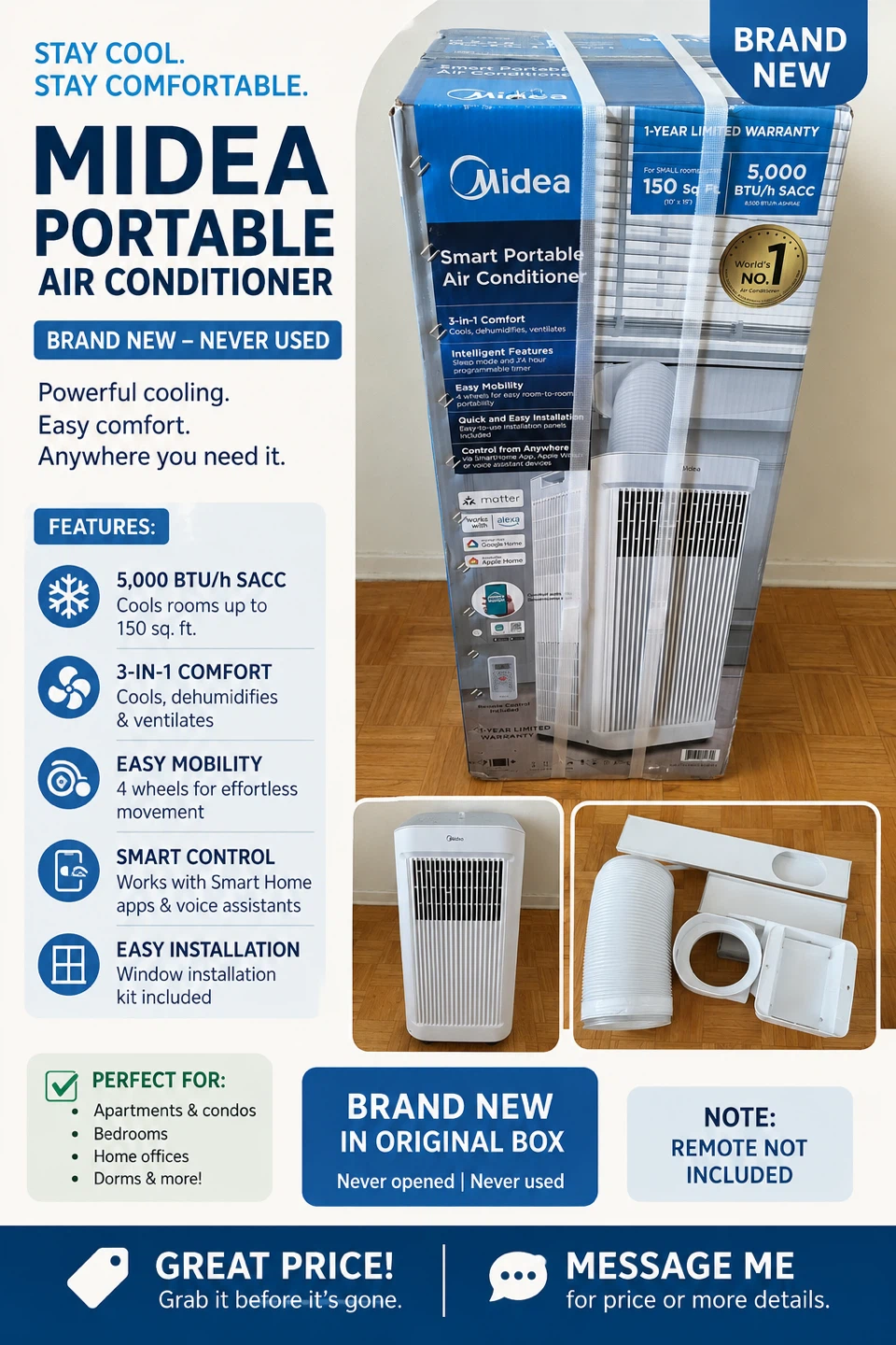 Brand New Midea Smart Portable AC