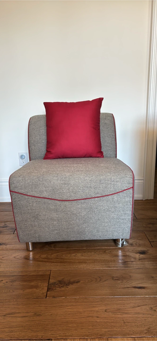 2 NEW Grey Accent Chair with Red Piping