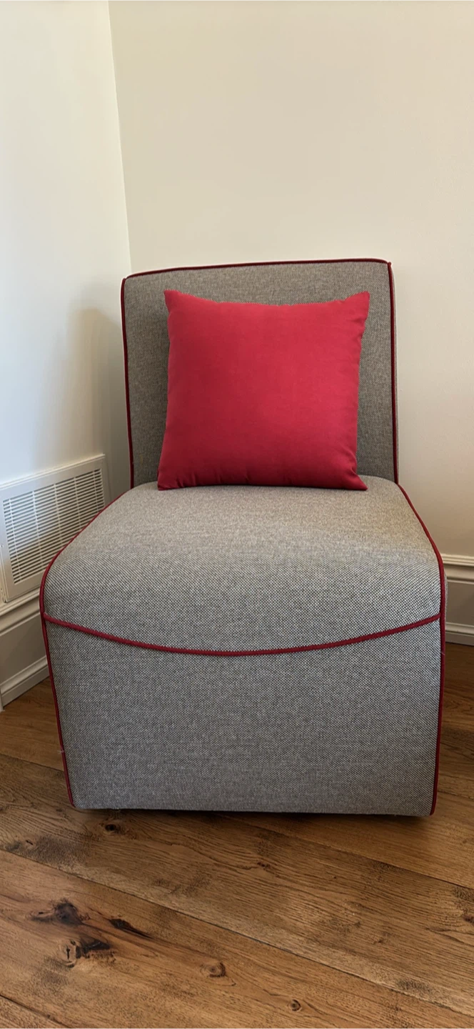 2 NEW Grey Accent Chair with Red Piping - photo 2