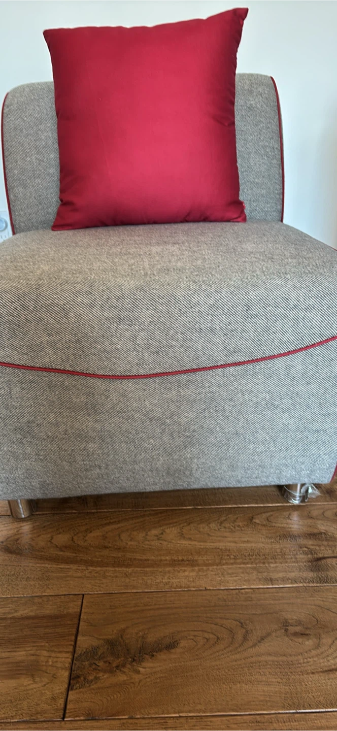 2 NEW Grey Accent Chair with Red Piping - photo 3