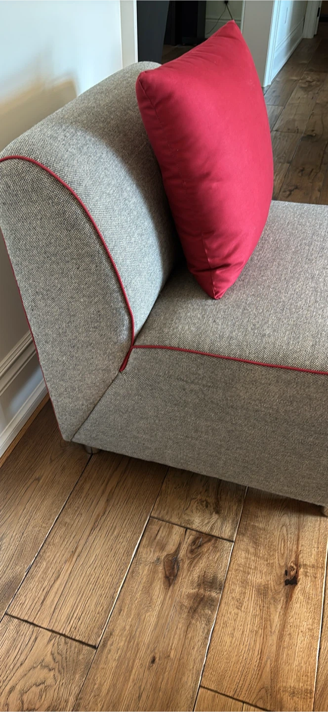 2 NEW Grey Accent Chair with Red Piping - photo 5