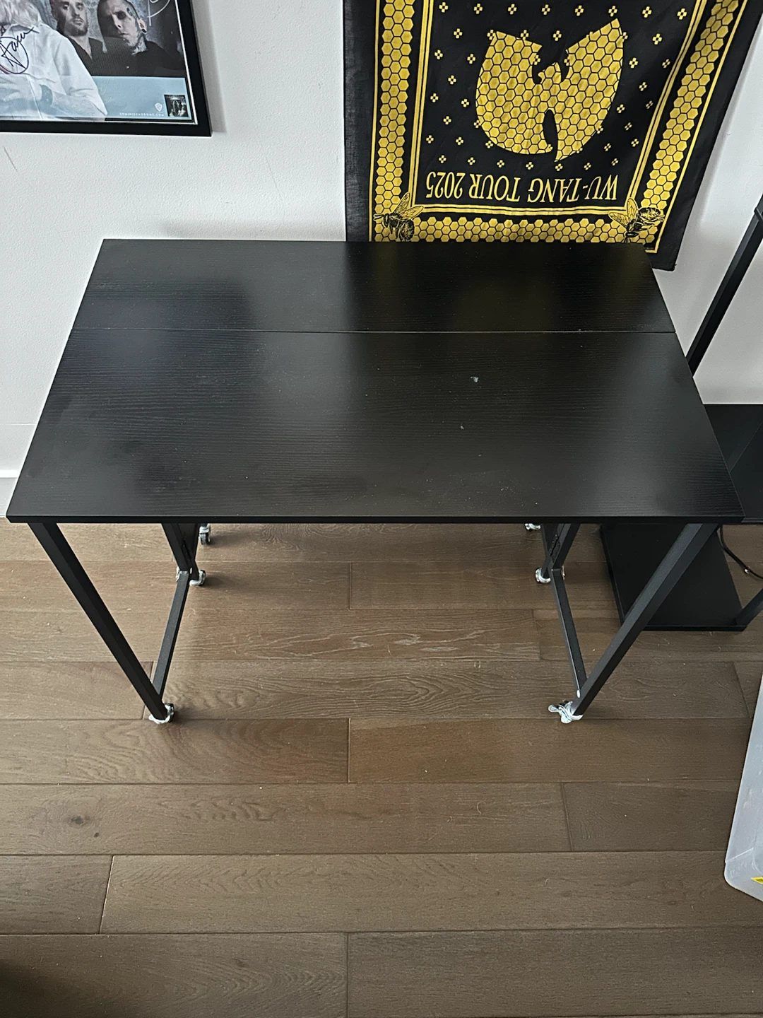 Black Rolling Desk with Outlets