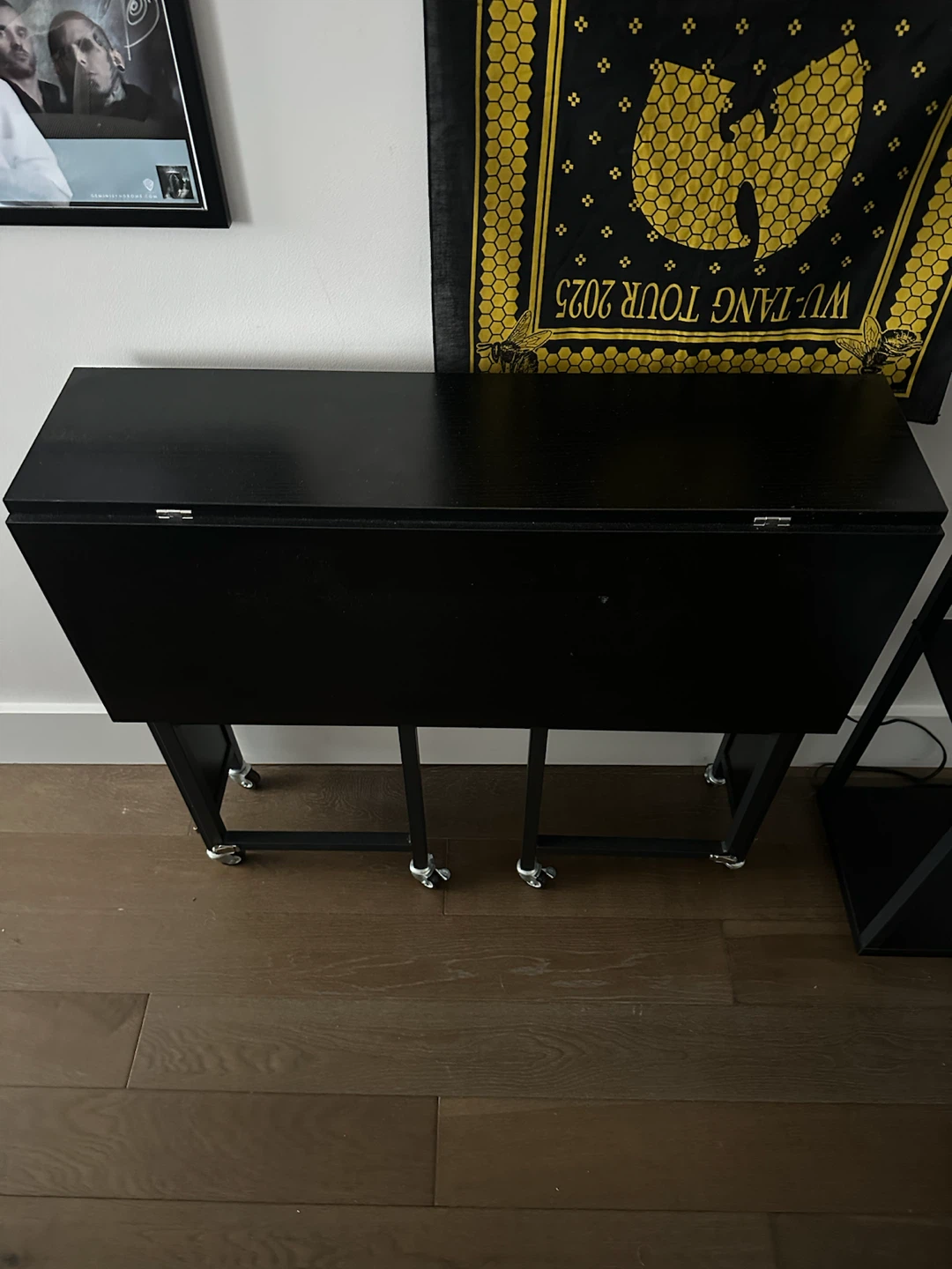 Black Rolling Desk with Outlets - photo 2