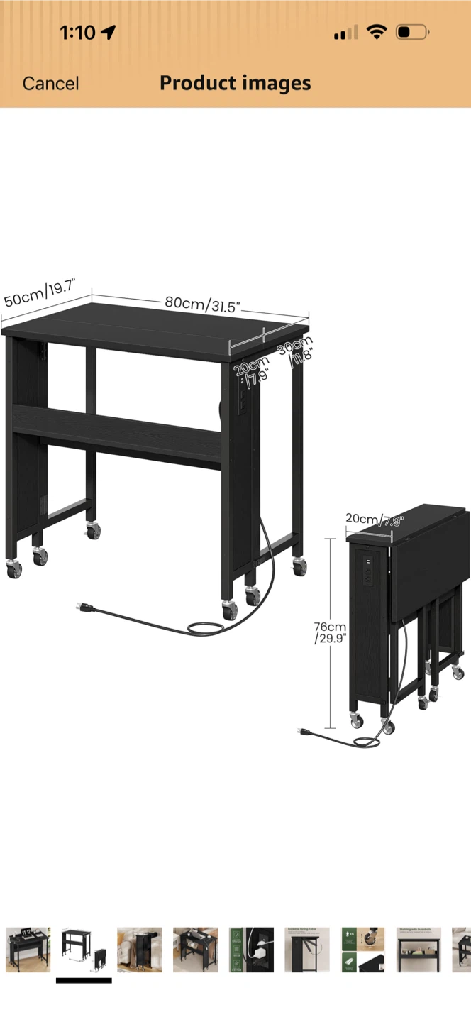 Black Rolling Desk with Outlets - photo 3