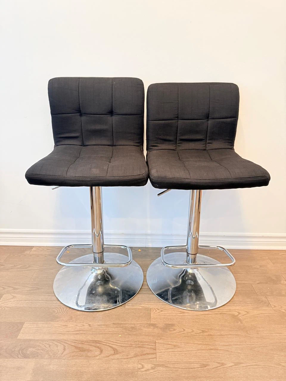Pair of Black Adjustable Bar Stools