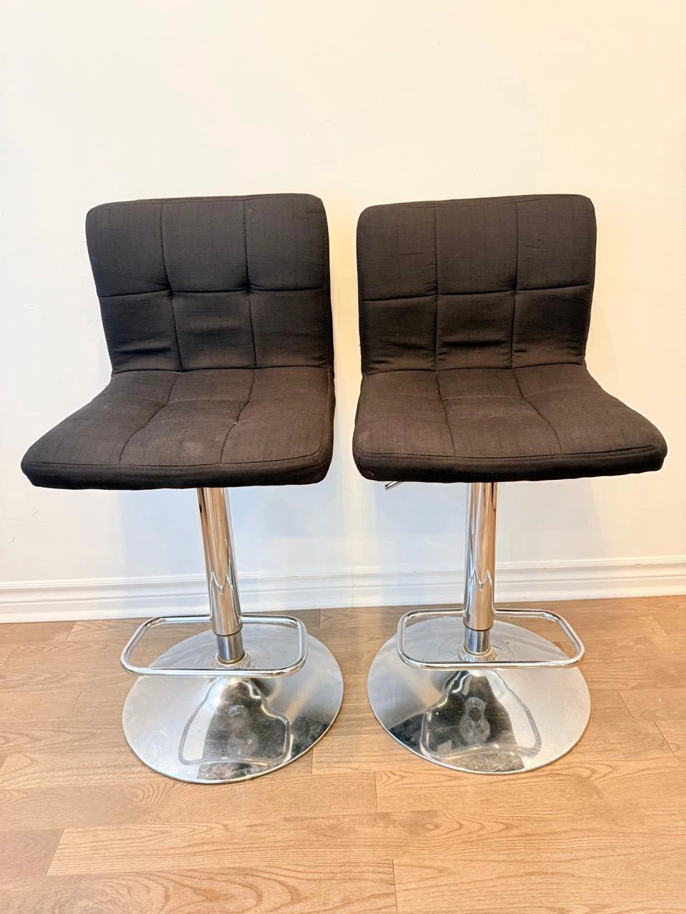 Pair of Black Adjustable Bar Stools - photo 2
