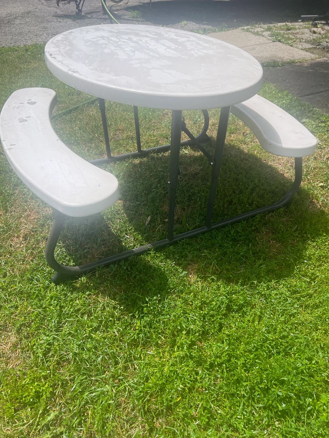 Lifetime White Oval Picnic Table with Attached Benches