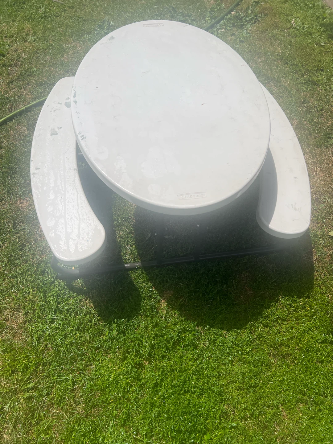 Lifetime White Oval Picnic Table with Attached Benches - photo 2