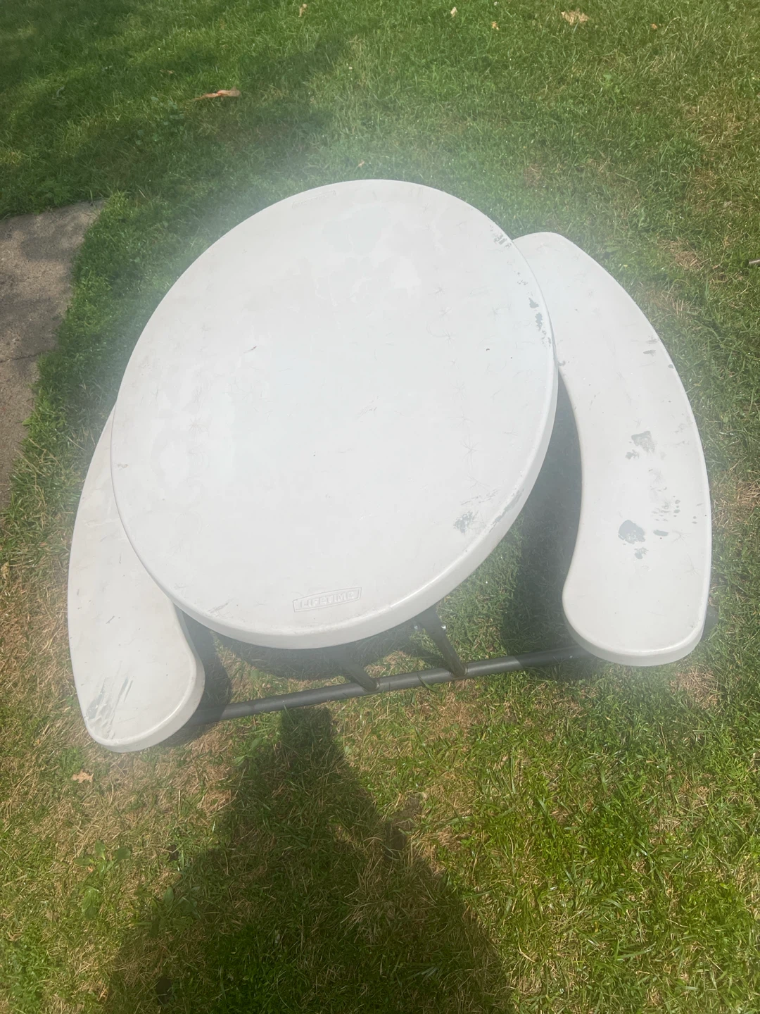 Lifetime White Oval Picnic Table with Attached Benches - photo 3