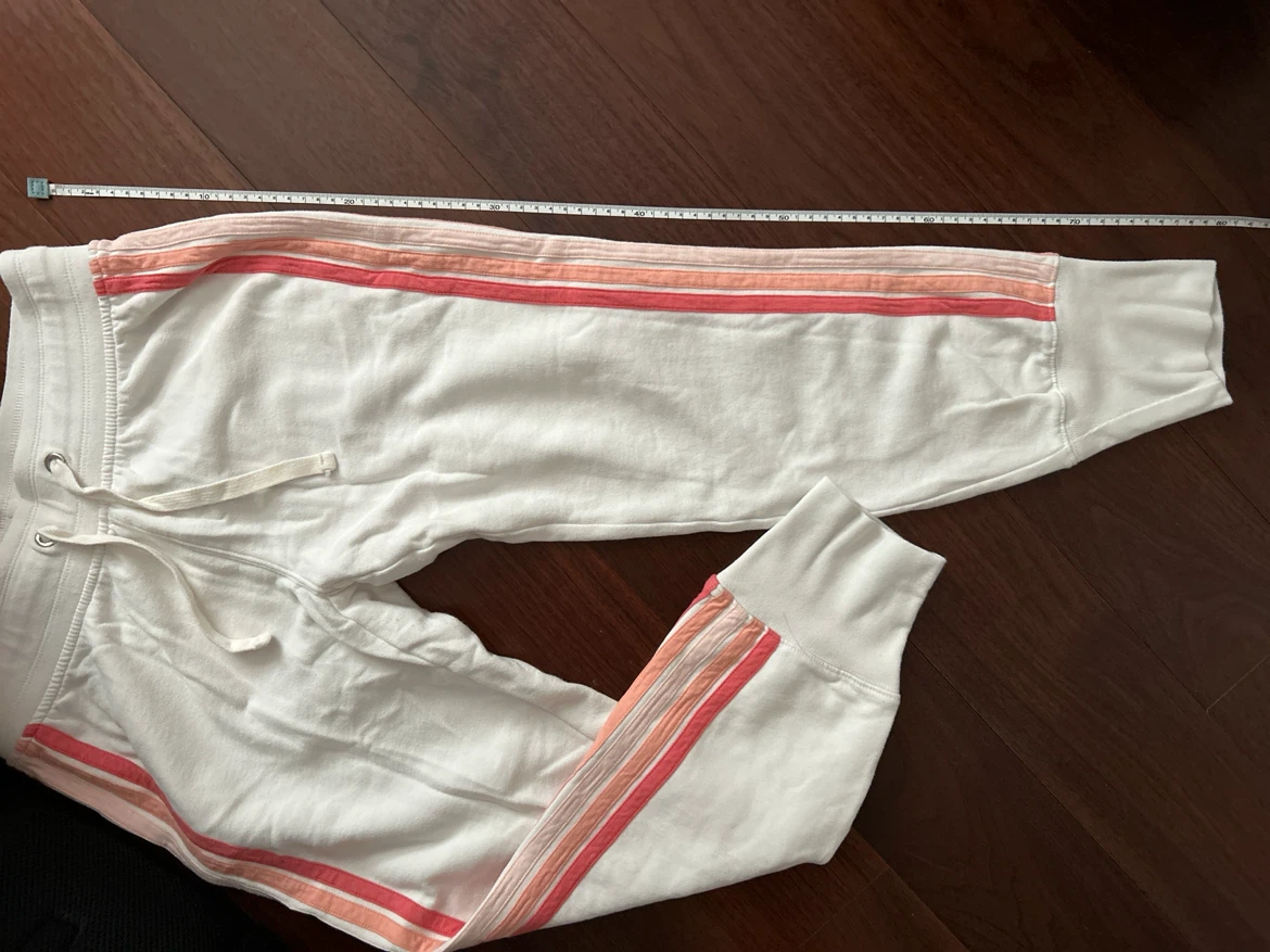 Gap white sweatpants with pink striped detail - photo 3