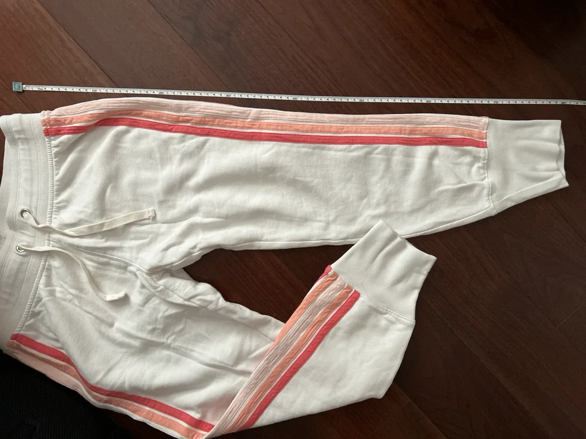 Gap white sweatpants with pink striped detail - photo 3