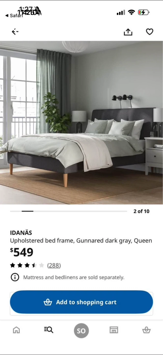 IKEA IDANÄS Queen Upholstered Bed Frame