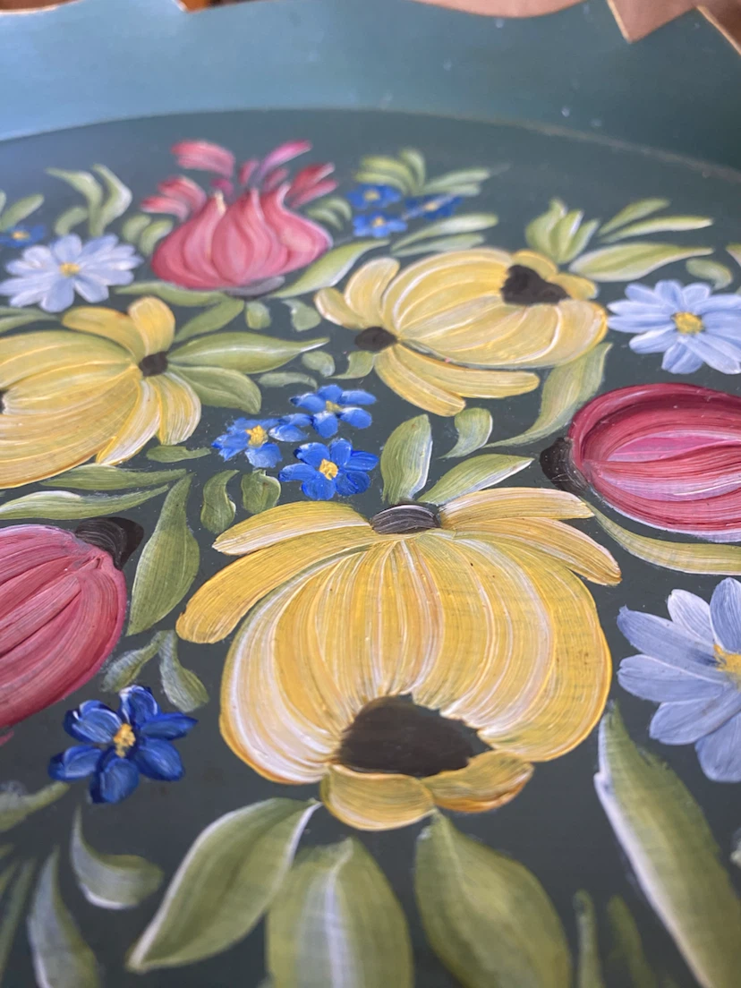 Hand-Painted Floral Toleware Tray - photo 2