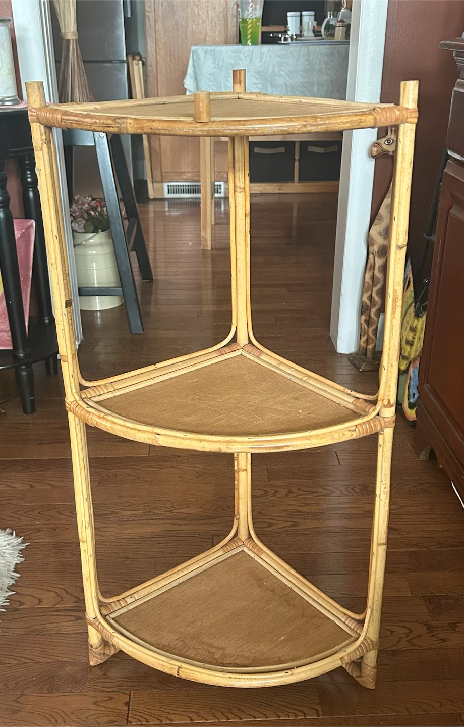 Rattan Corner Shelf Unit