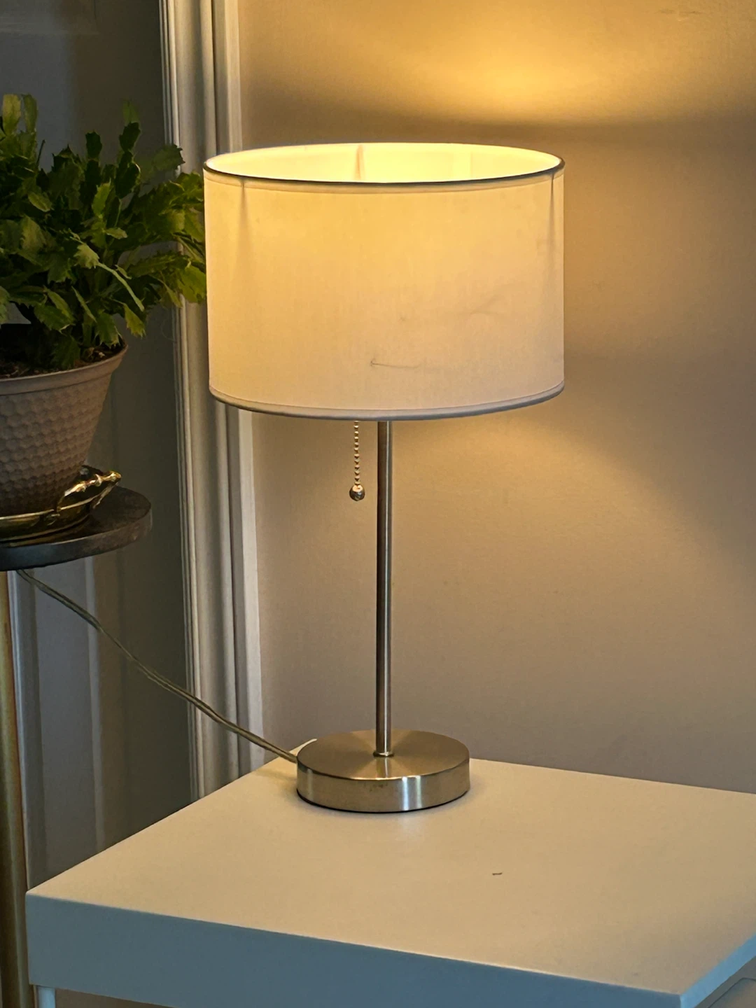 Table Lamp with White Drum Shade