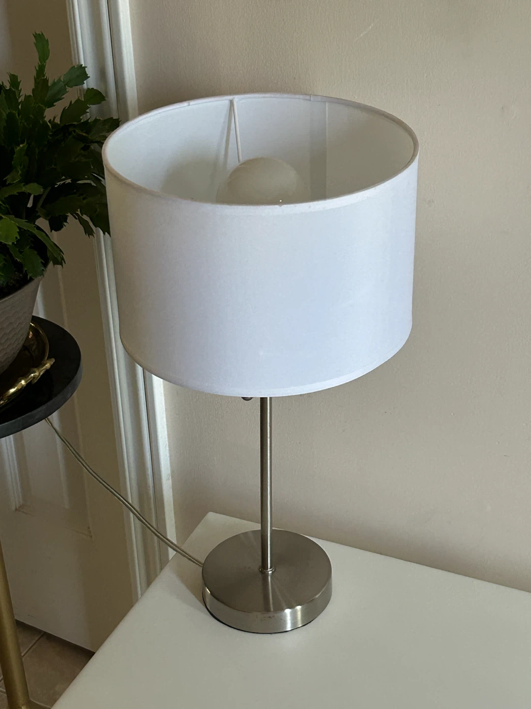 Table Lamp with White Drum Shade - photo 2