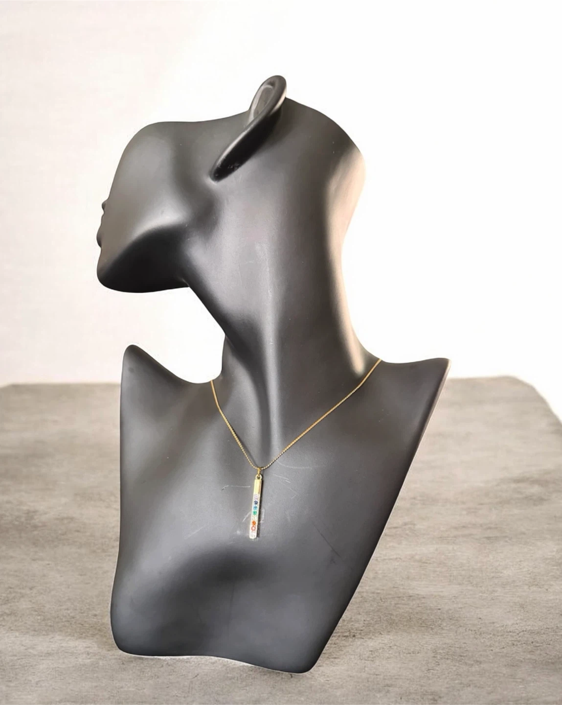Rainbow Gemstone Bar Necklace