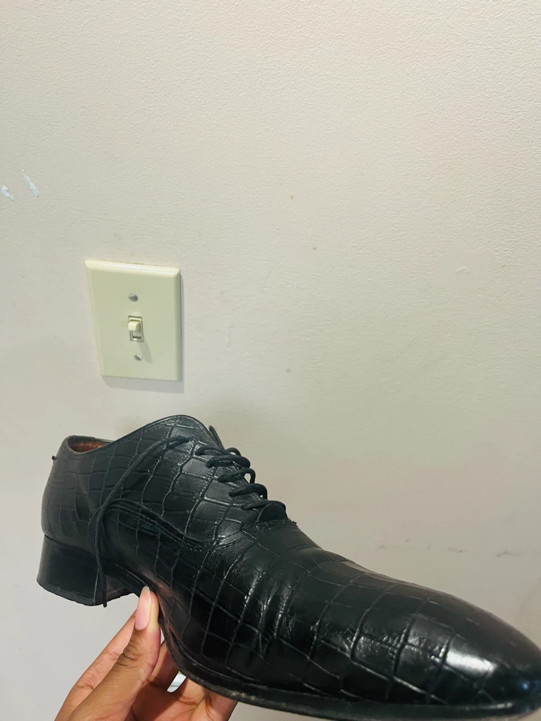 Black Croc-Embossed Oxford Dress Shoes - photo 3