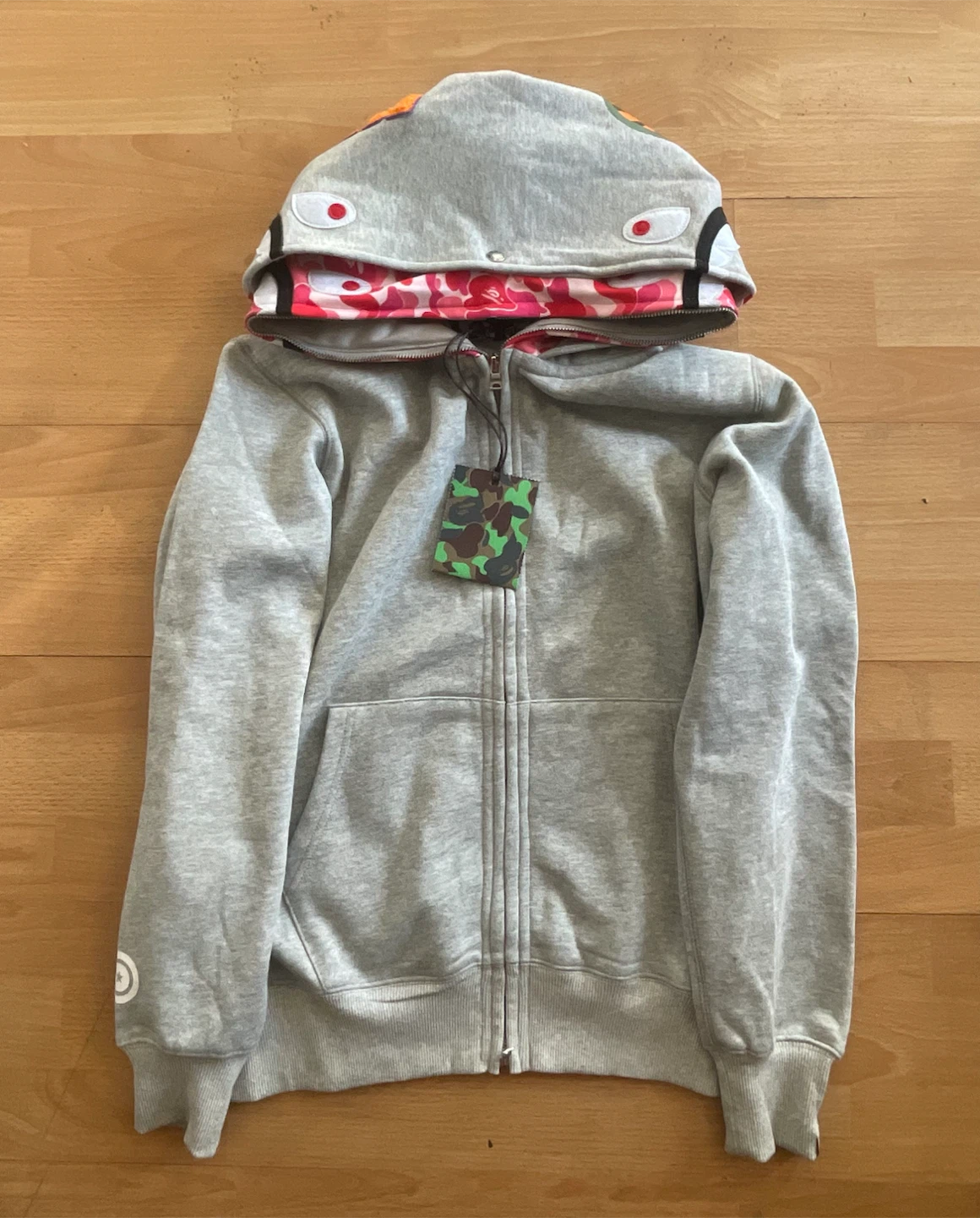 BAPE Shark Full Zip Hoodie Grey&Pink