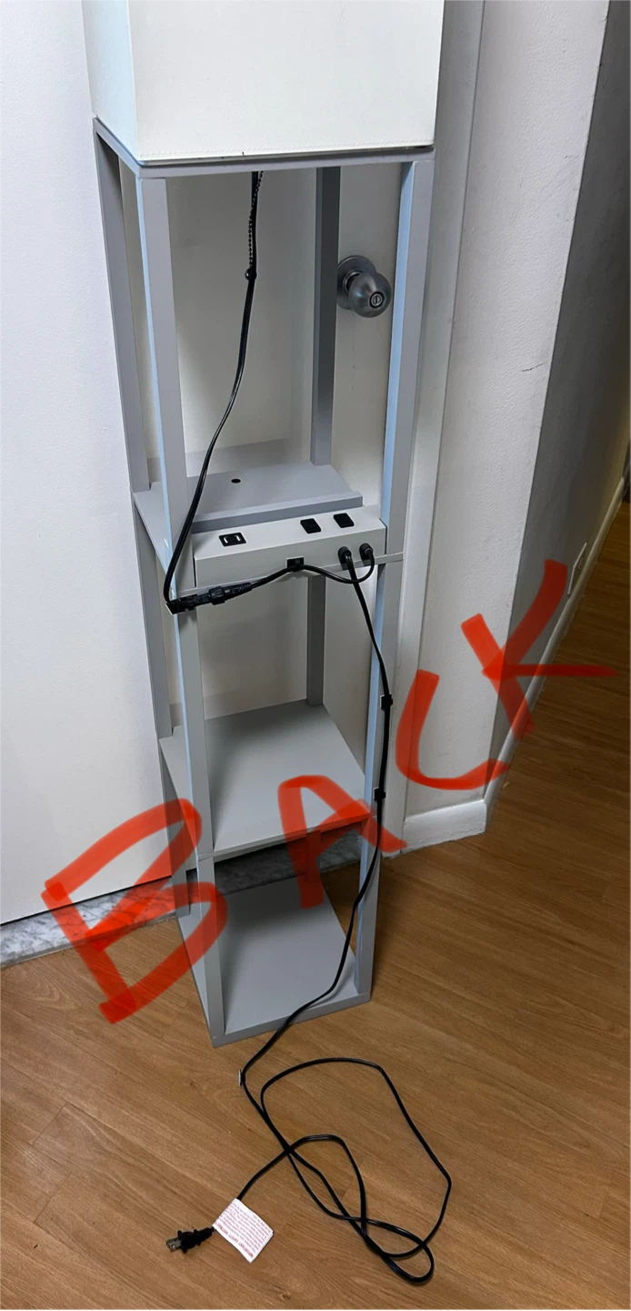 MOVING SALE Gray Floor Lamp with Shelves and Outlets - photo 3