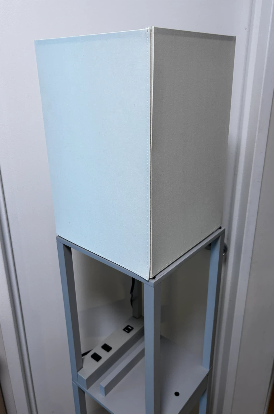MOVING SALE Gray Floor Lamp with Shelves and Outlets - photo 4