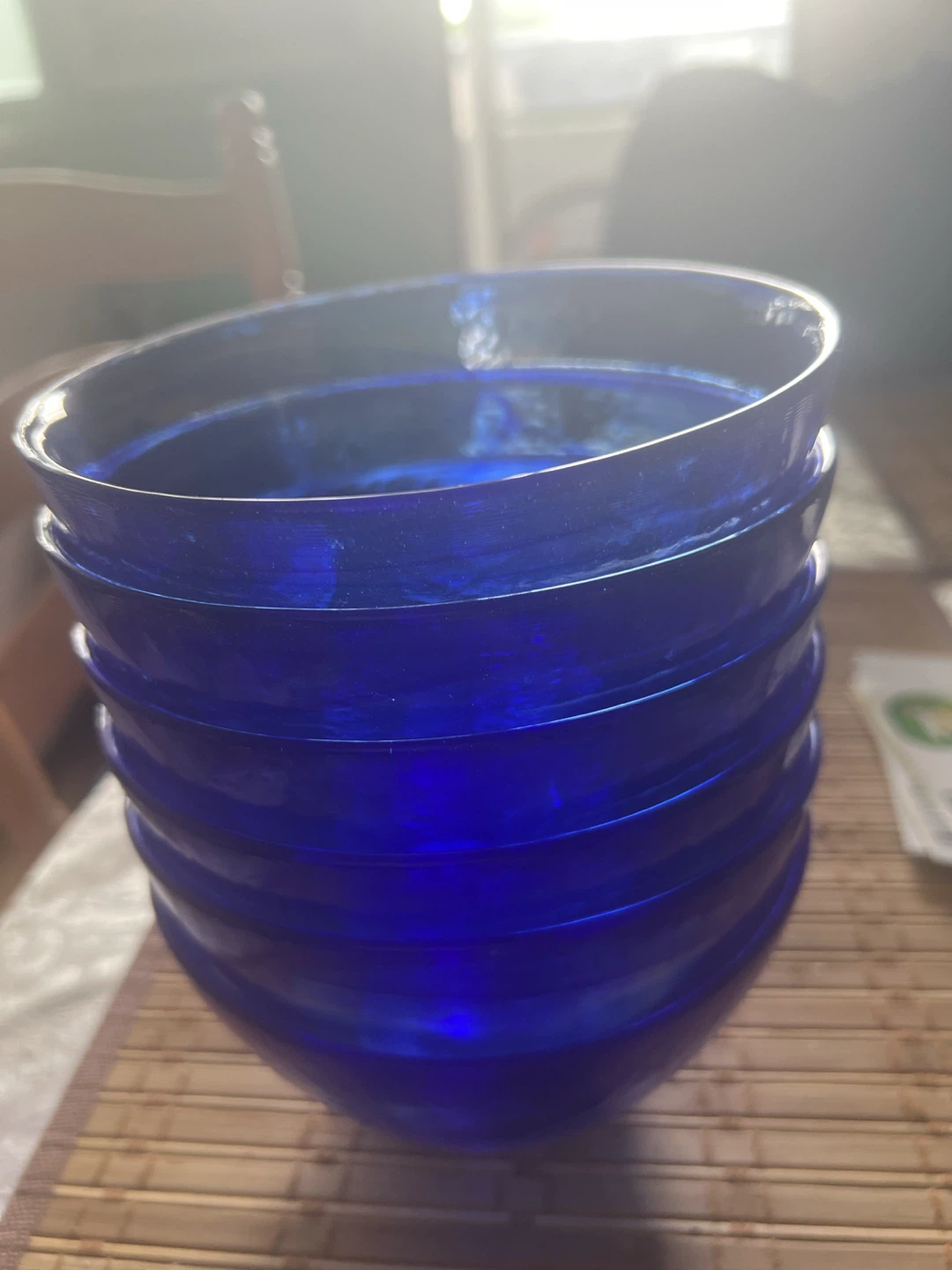 Set of 6 Blue Swirl Glass Bowls