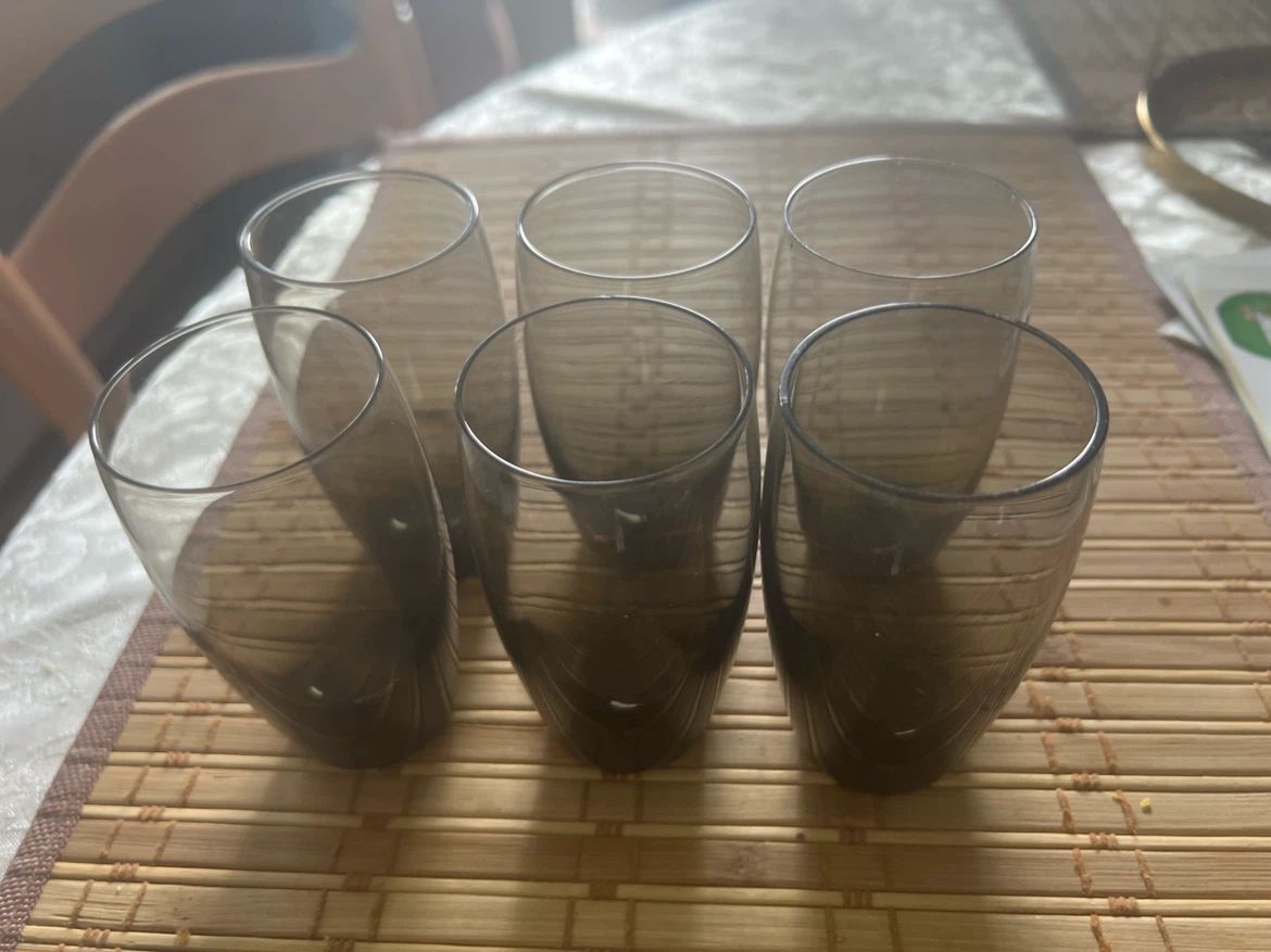 Set of 6 smoked glass tumblers