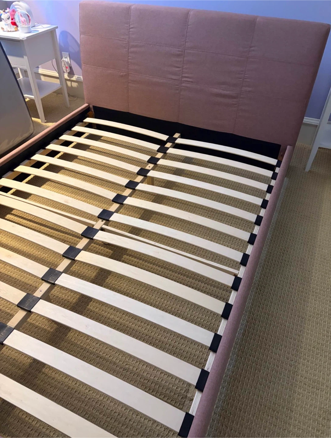 Fabric Queen bed frame *Like new *Free delivery - photo 2