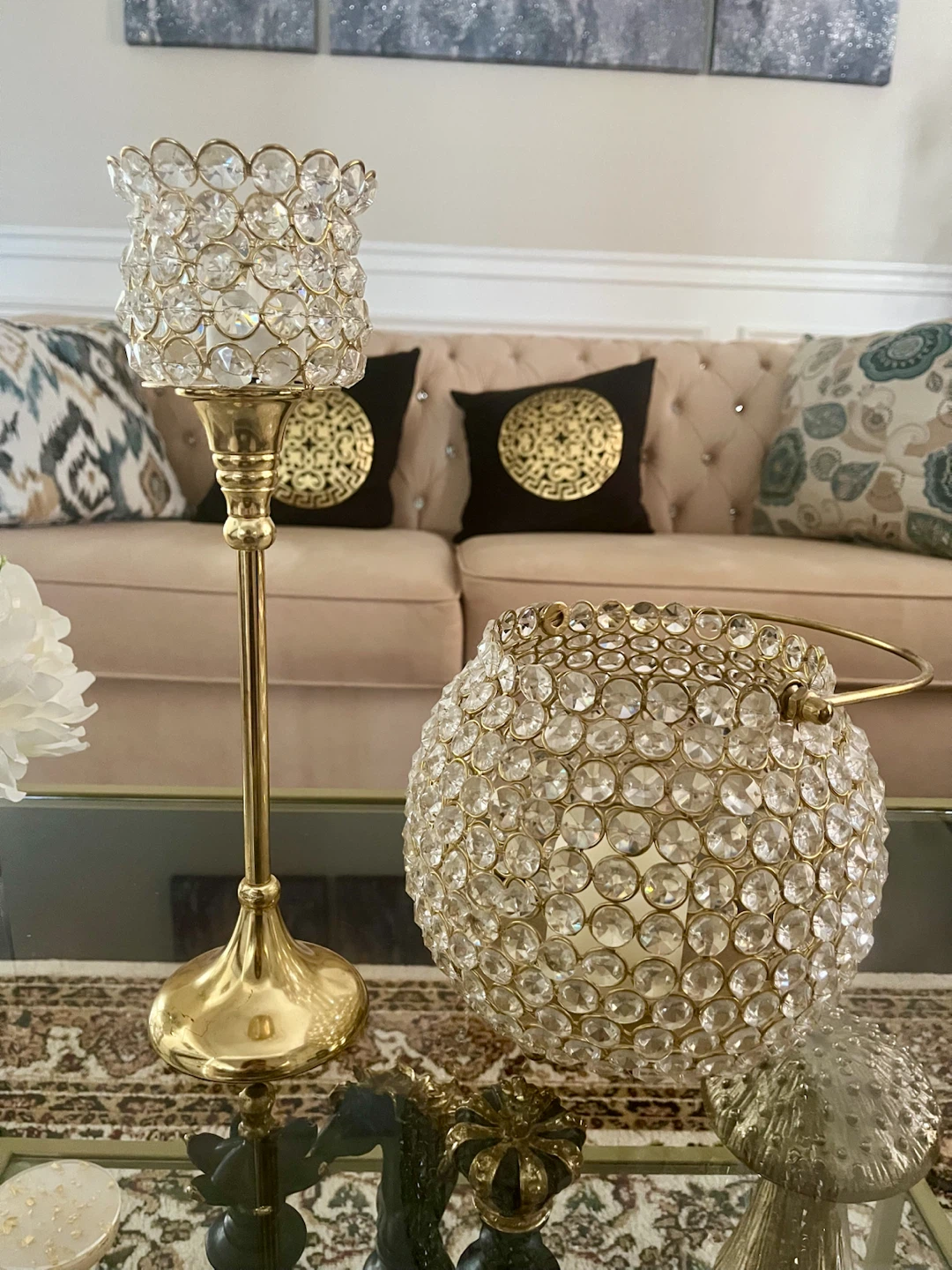 Gold Crystal Candle Holders