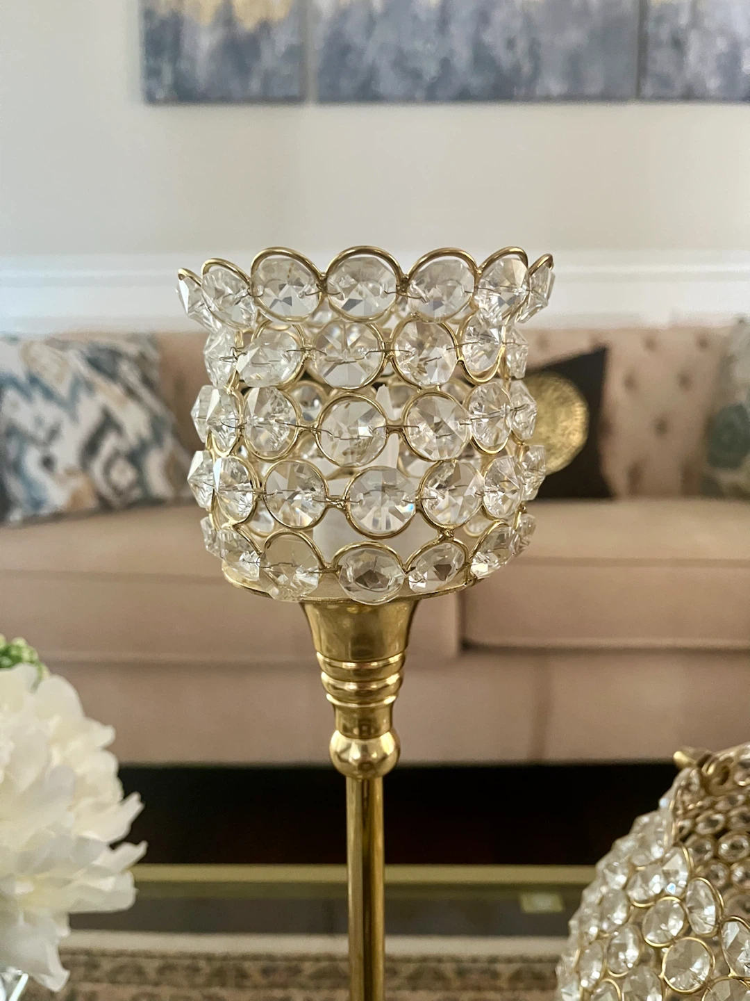 Gold Crystal Candle Holders - photo 3