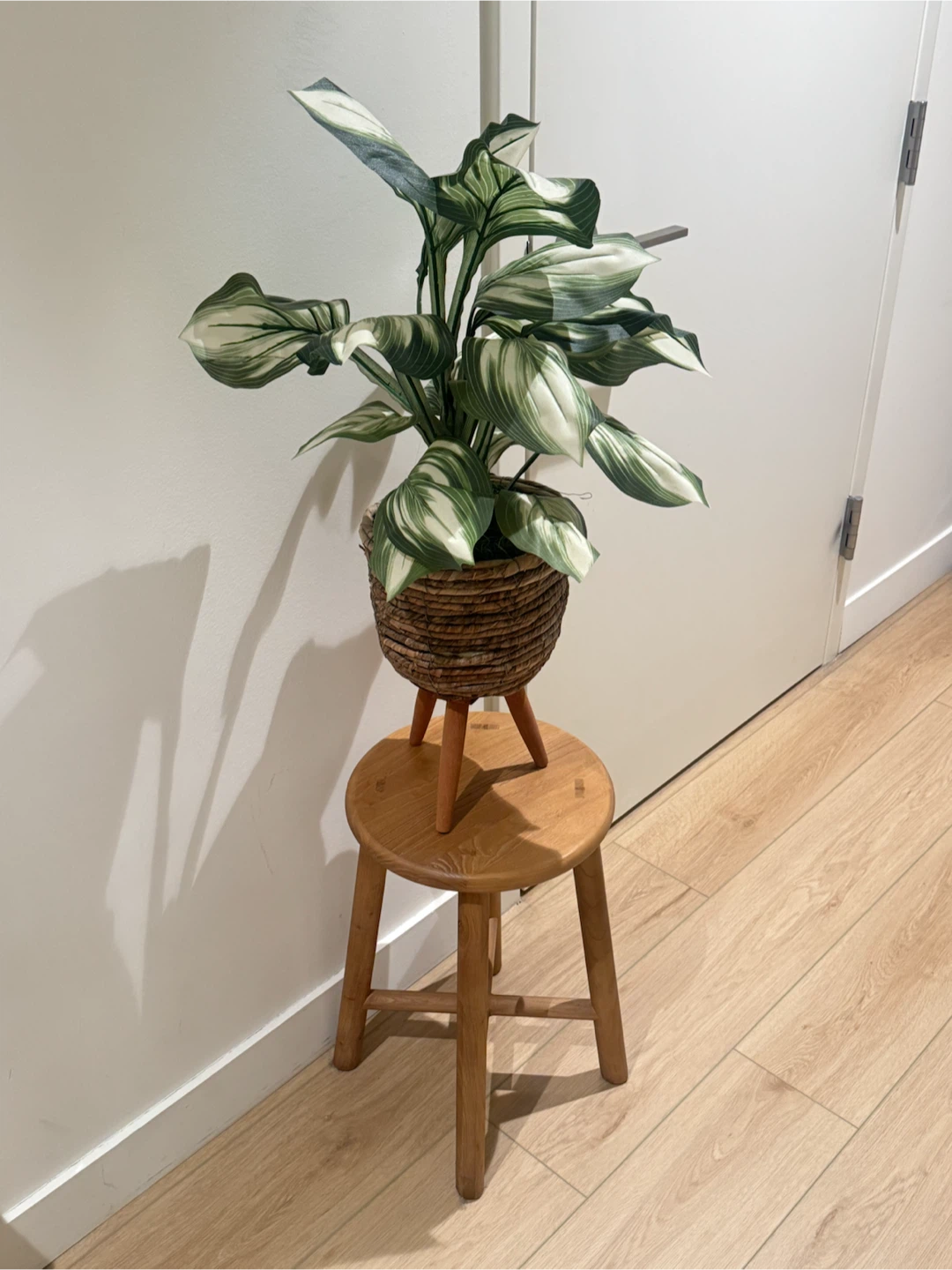 Rustic Wooden Stool Decor Set
