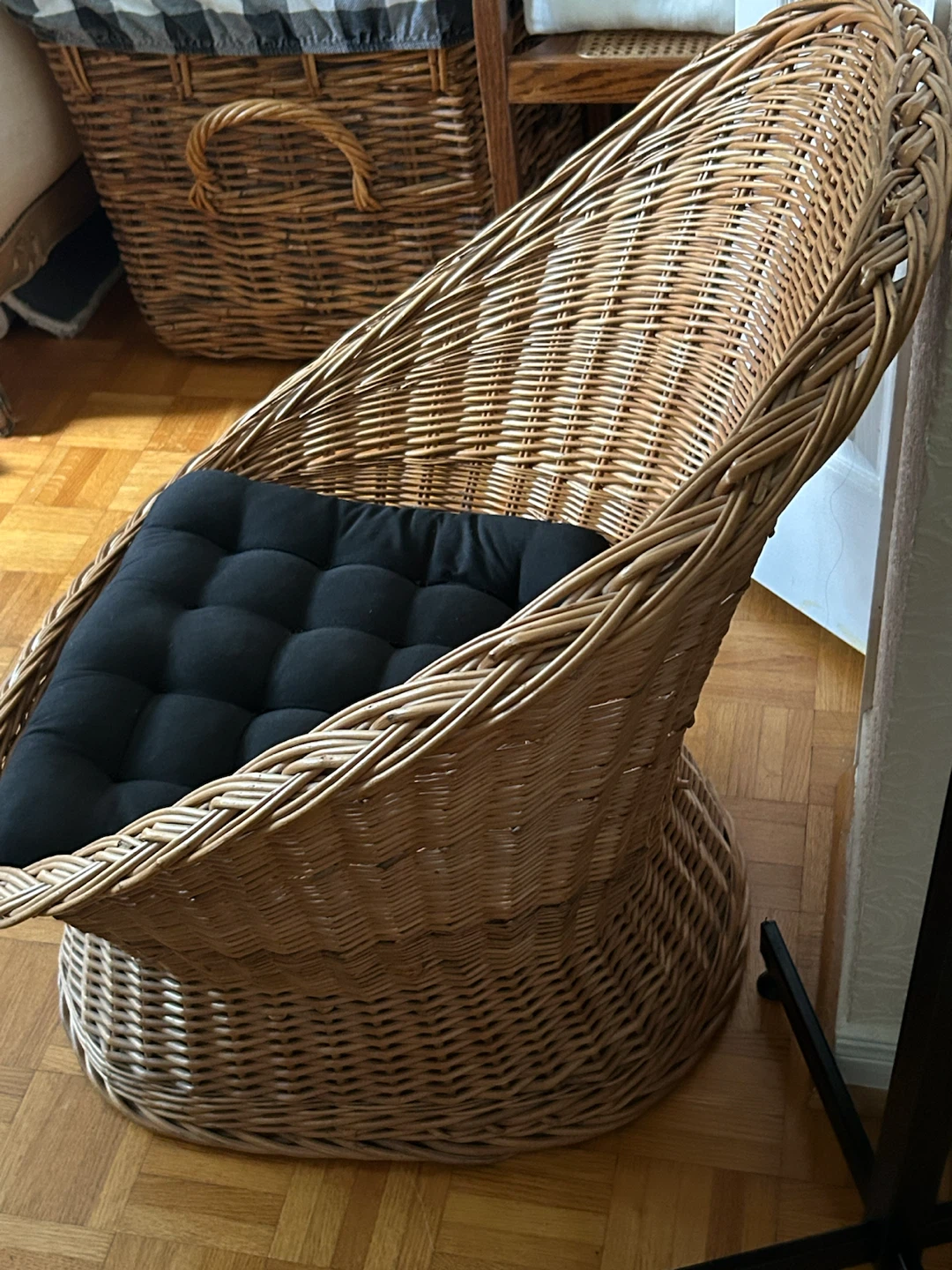 Wicker Accent Chair with Black Cushion - photo 2