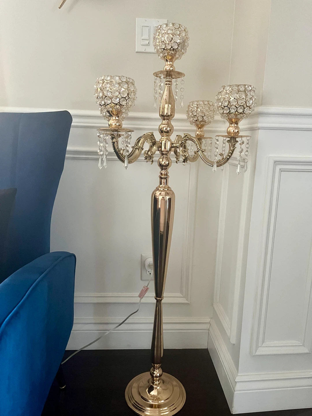 Gold Candelabra with Crystal Accents