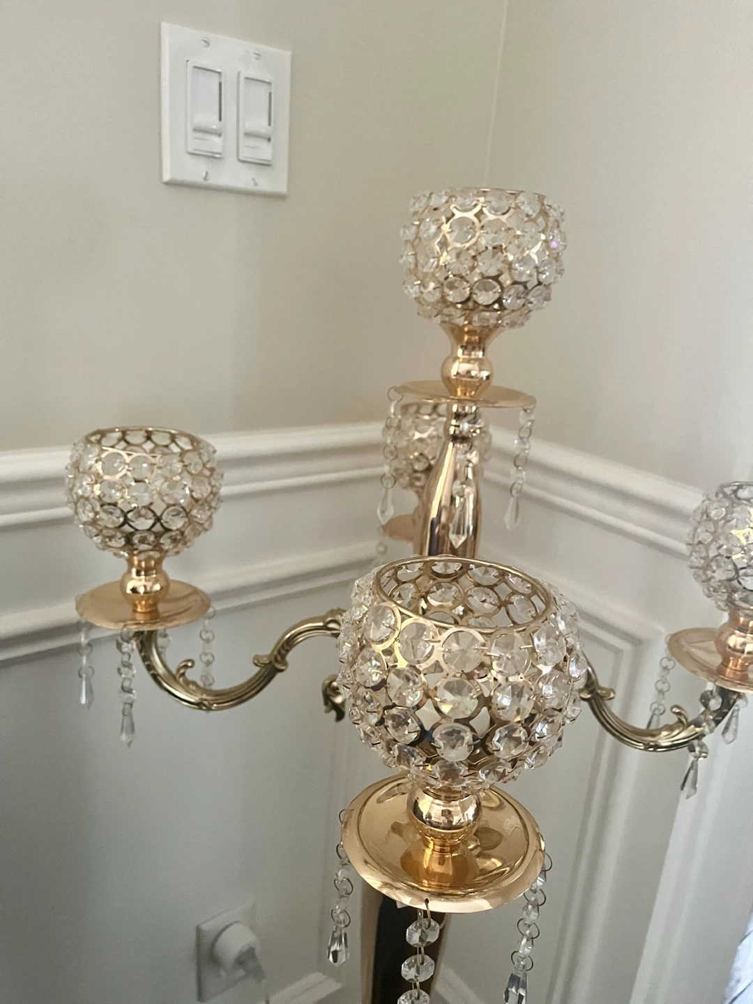 Gold Candelabra with Crystal Accents - photo 2