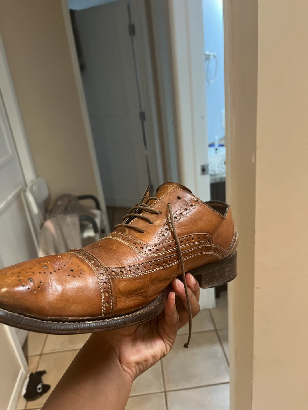 Brown Leather Cap Toe Oxford Shoes