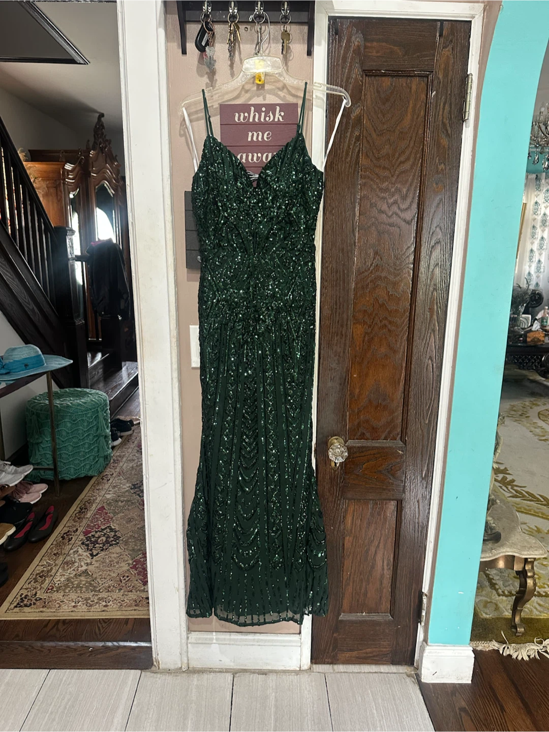 Windsor Sequin Green Gown - Size L