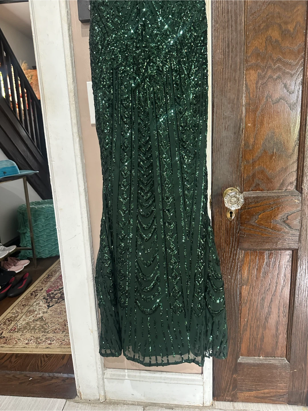 Windsor Sequin Green Gown - Size L - photo 3
