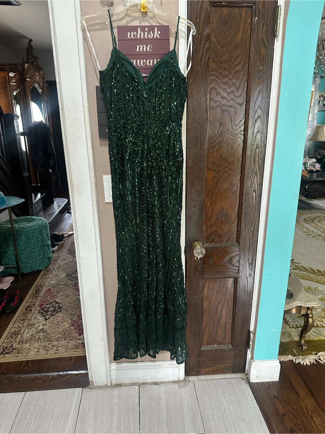 Windsor Sequin Green Gown - Size L - photo 5