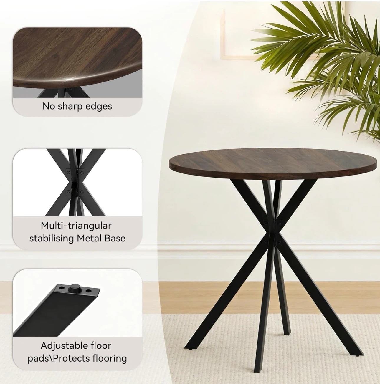 Round Wood Top Dining Table