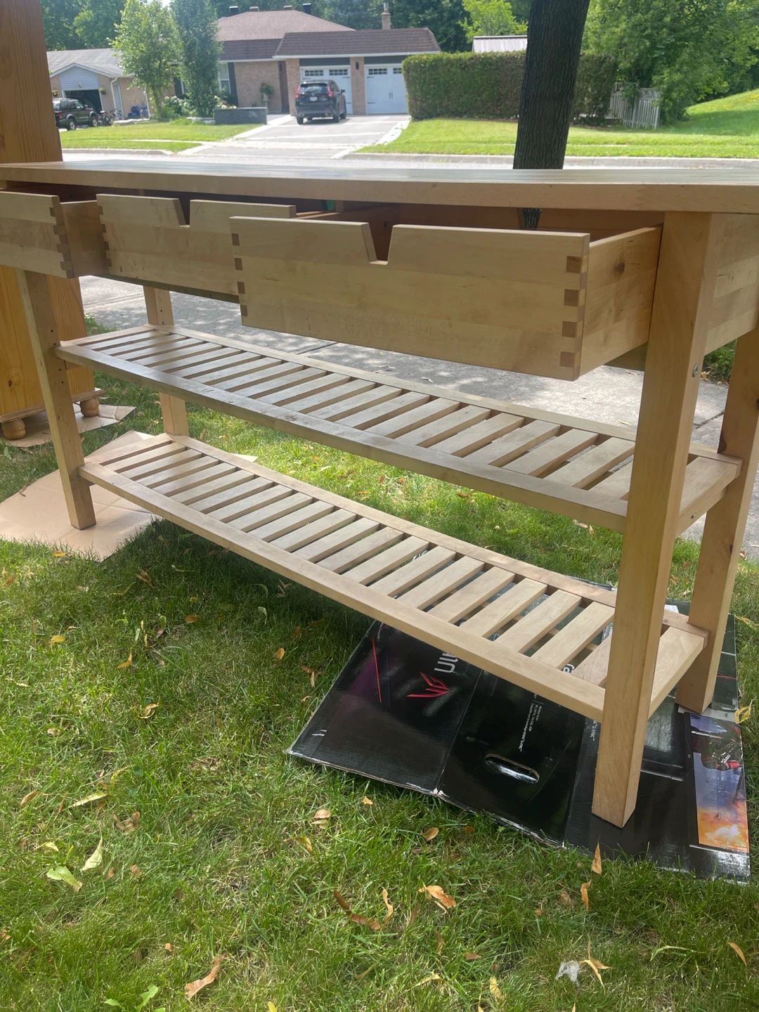 Wooden Console Table with Drawers and Shelves - photo 3
