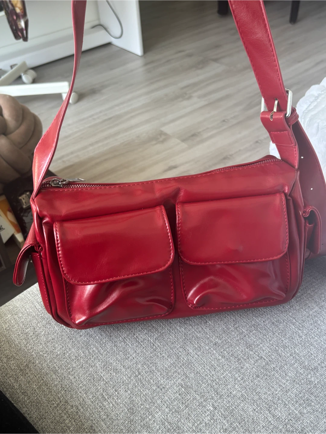 Red Leather Shoulder Bag