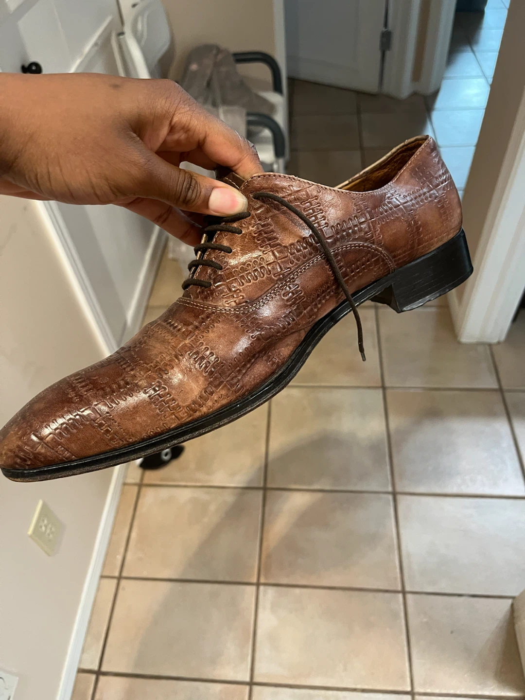 Men's Brown Leather Oxford Dress Shoes - photo 3